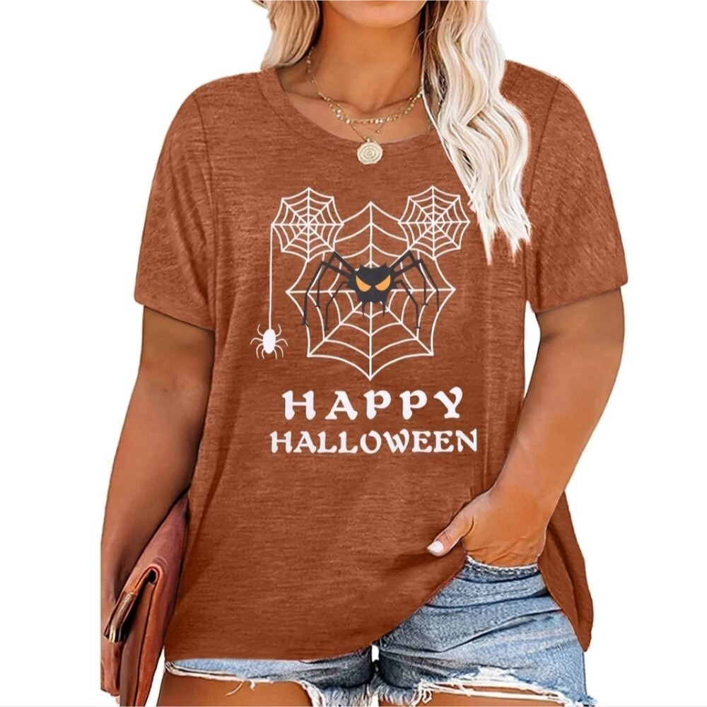 Happy Halloween Spider Web Graphic Tee - NWOT
